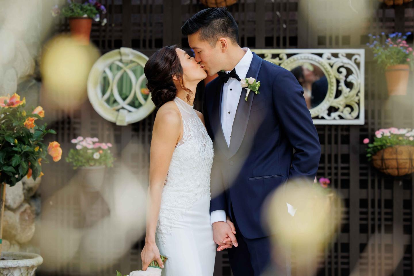 happy wedding couple