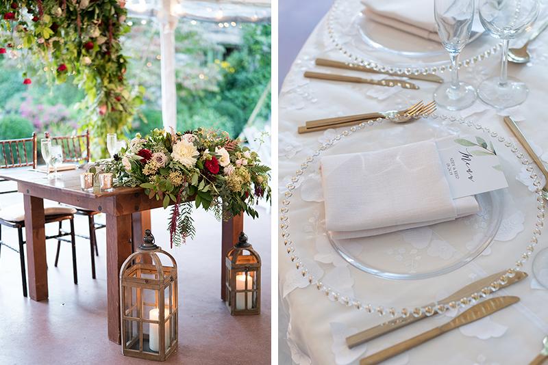 Two images of wedding table settings